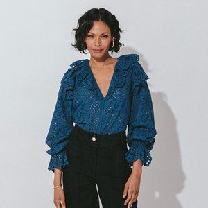 Camille Blouse / Lapis Eyelet